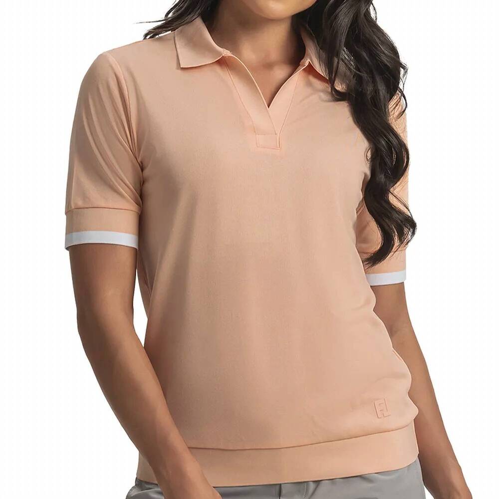 NEW FOOTJOY women's texture knit polo in desert peach